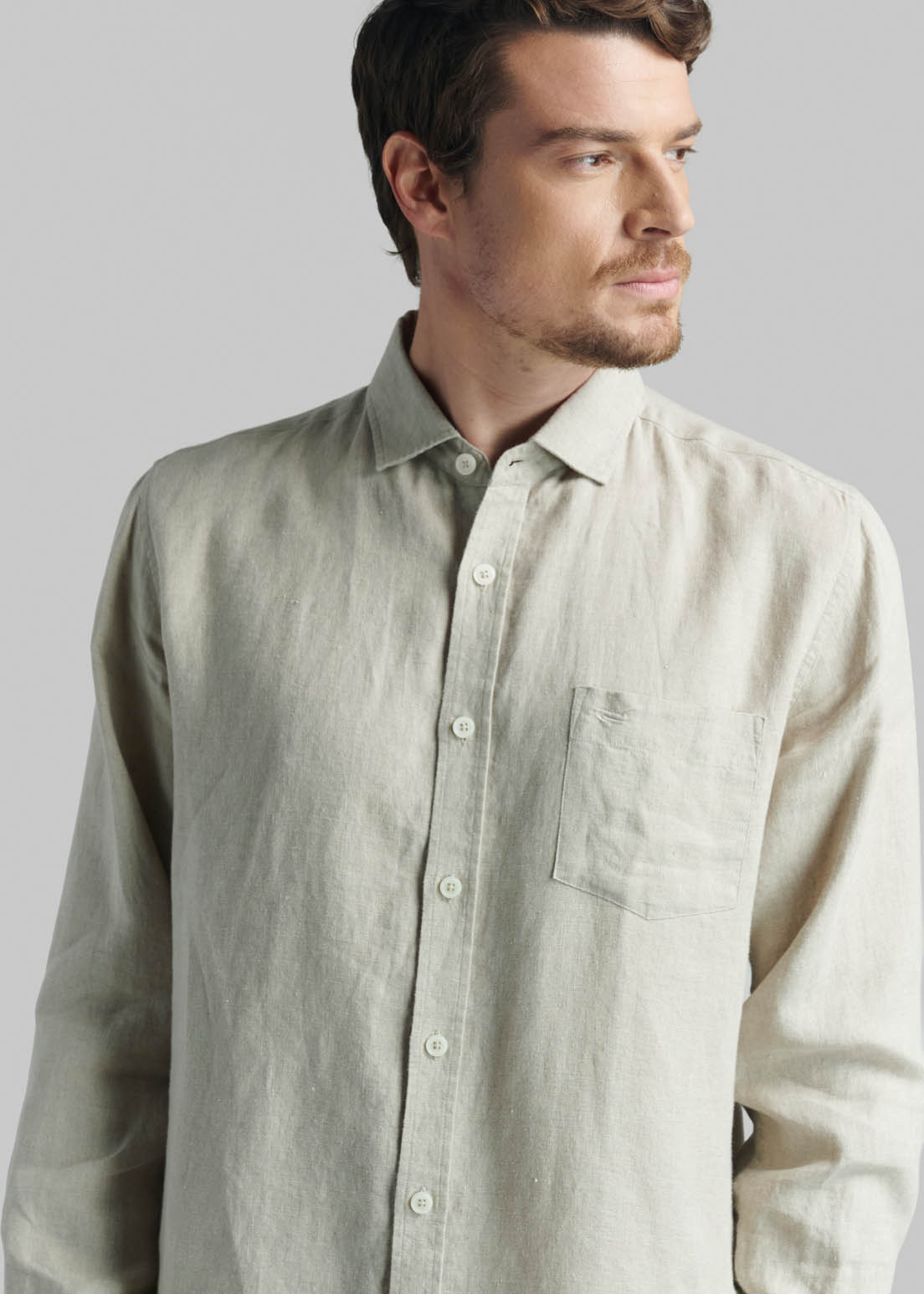 CAMISA LINO GREEN BAY BEIGE - 3