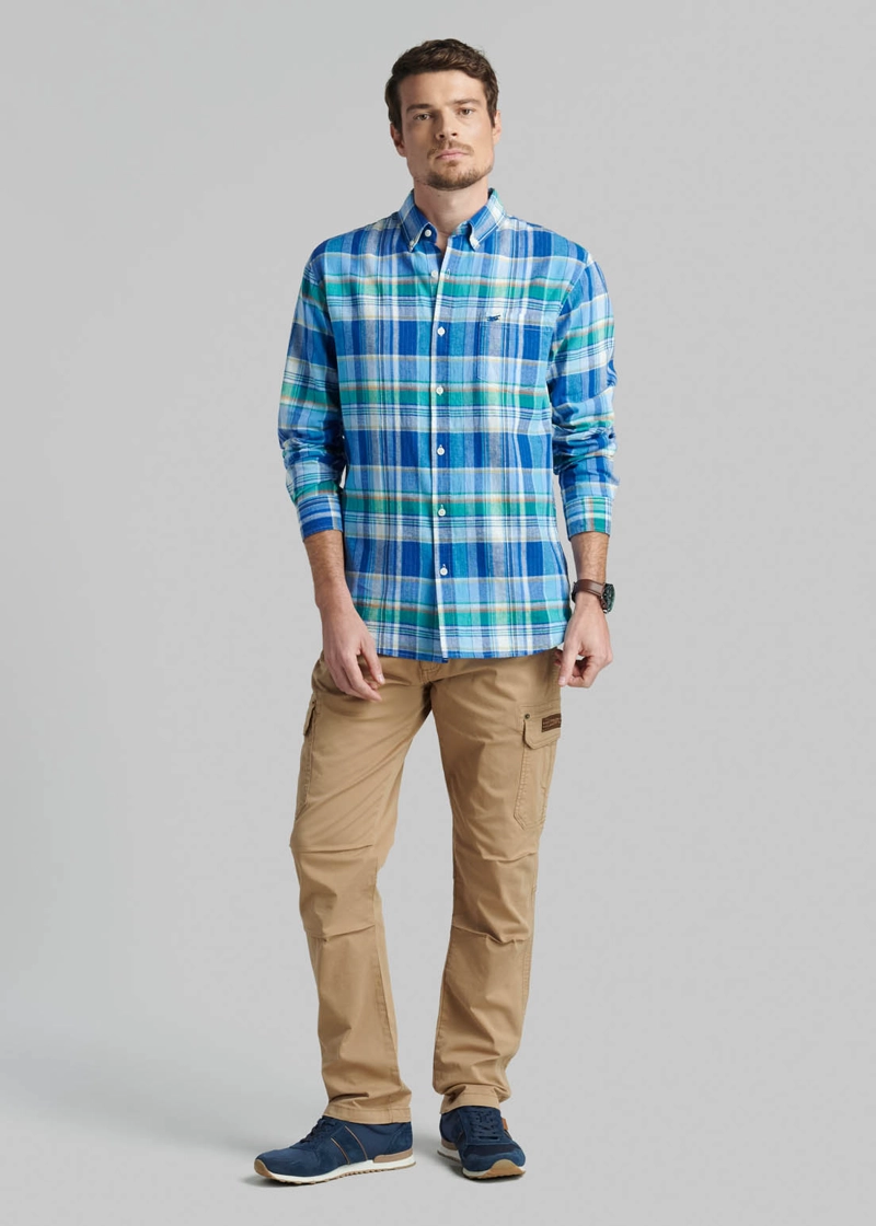 CAMISA LINO CHECK ARVADA BLUE - 2