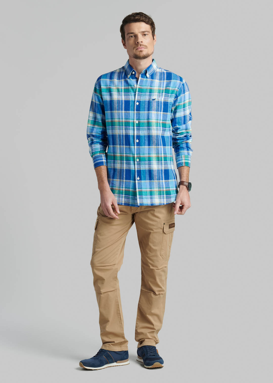 CAMISA LINO CHECK ARVADA BLUE - 2