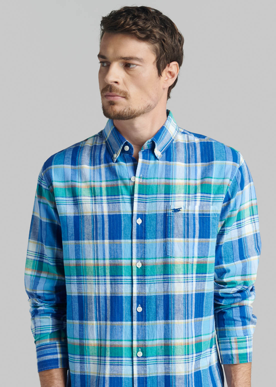 CAMISA LINO CHECK ARVADA BLUE - 3