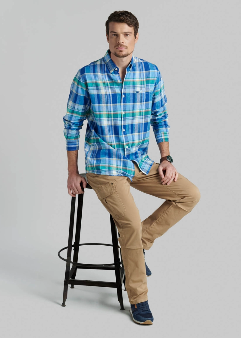 CAMISA LINO CHECK ARVADA BLUE - 5
