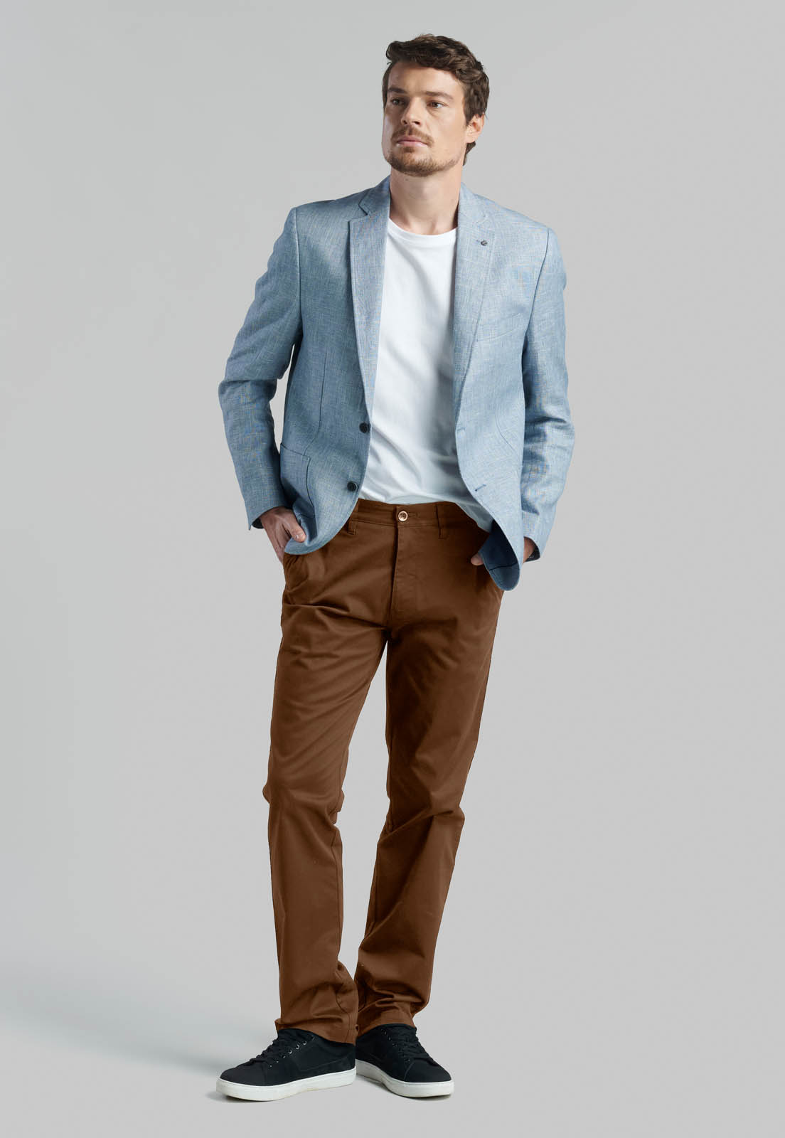 PANTALON BUSINESS TWILL WITHOUT PLEATS CAMEL - 5