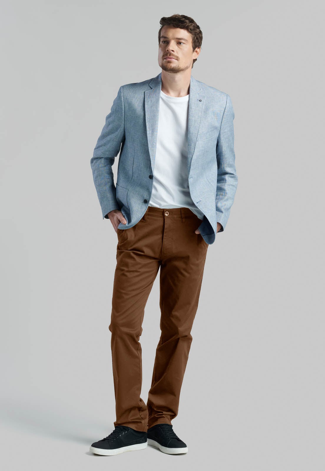 PANTALON BUSINESS TWILL WITHOUT PLEATS CAMEL - 5