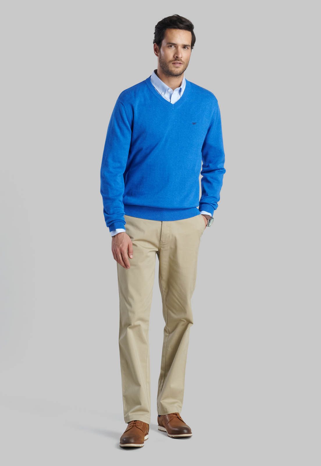 SWEATER V NECK MELANGE ROYAL - 2