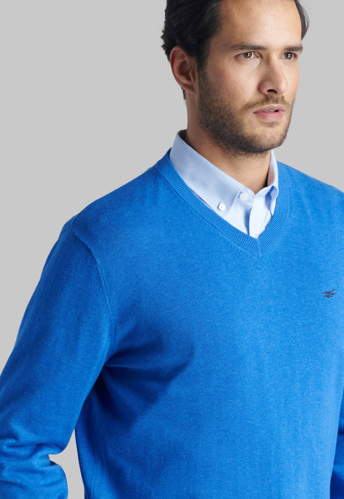SWEATER V NECK MELANGE ROYAL - 3