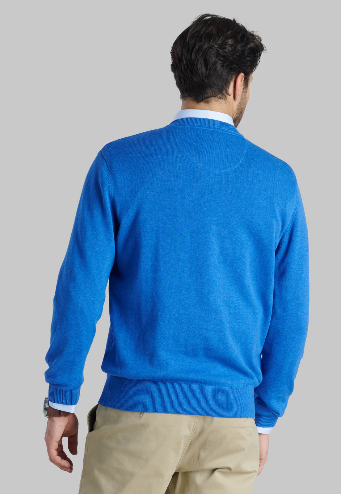 SWEATER V NECK MELANGE ROYAL - 4