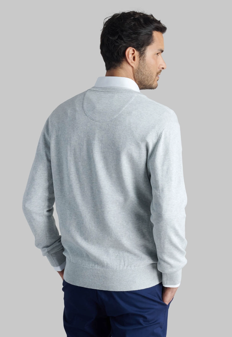 SWEATER V NECK MELANGE LT GREY - 4