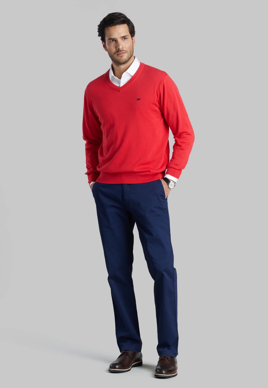 SWEATER V NECK SOLIDO DK CORAL - 2