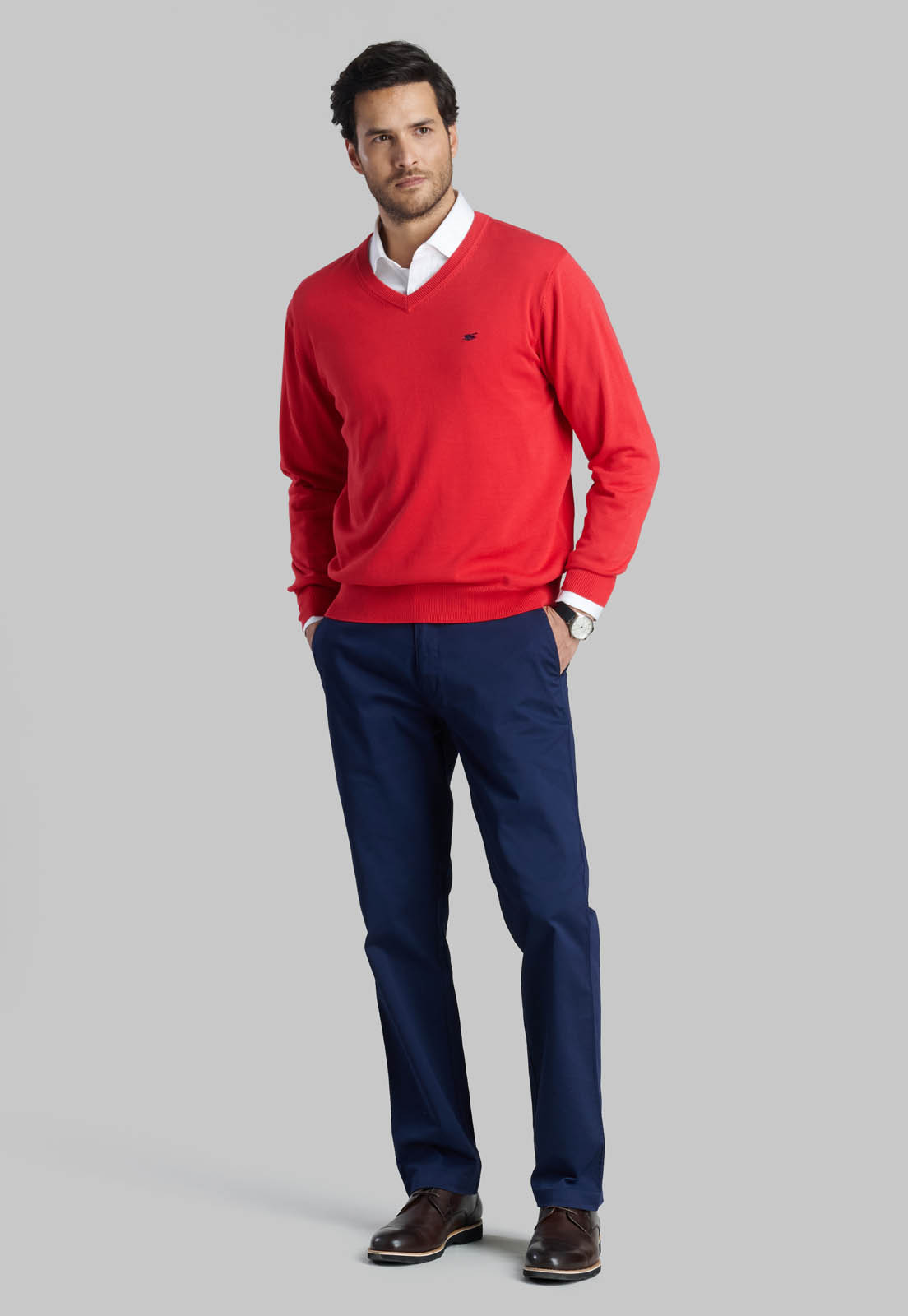 SWEATER V NECK SOLIDO DK CORAL - 2