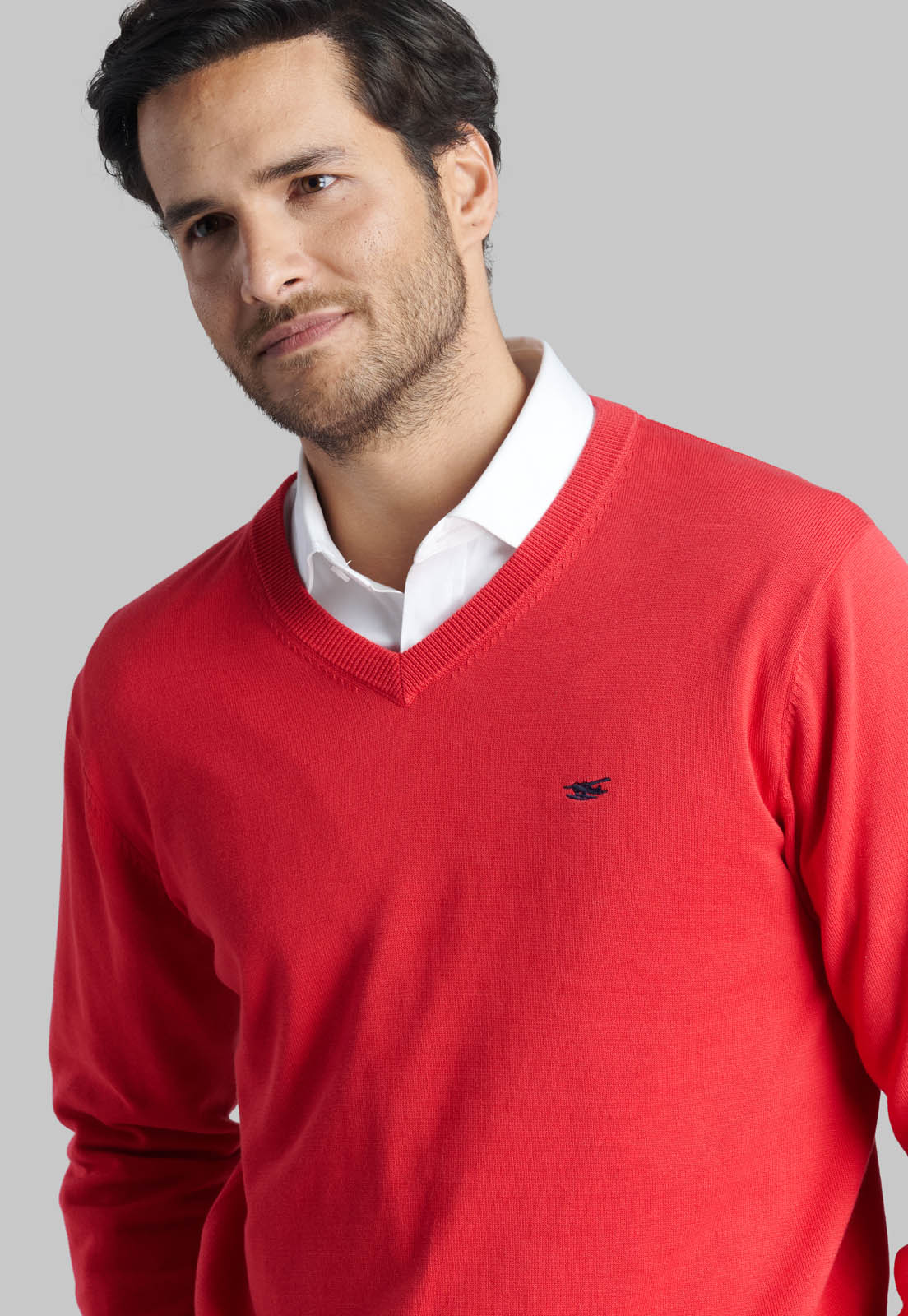 SWEATER V NECK SOLIDO DK CORAL - 3