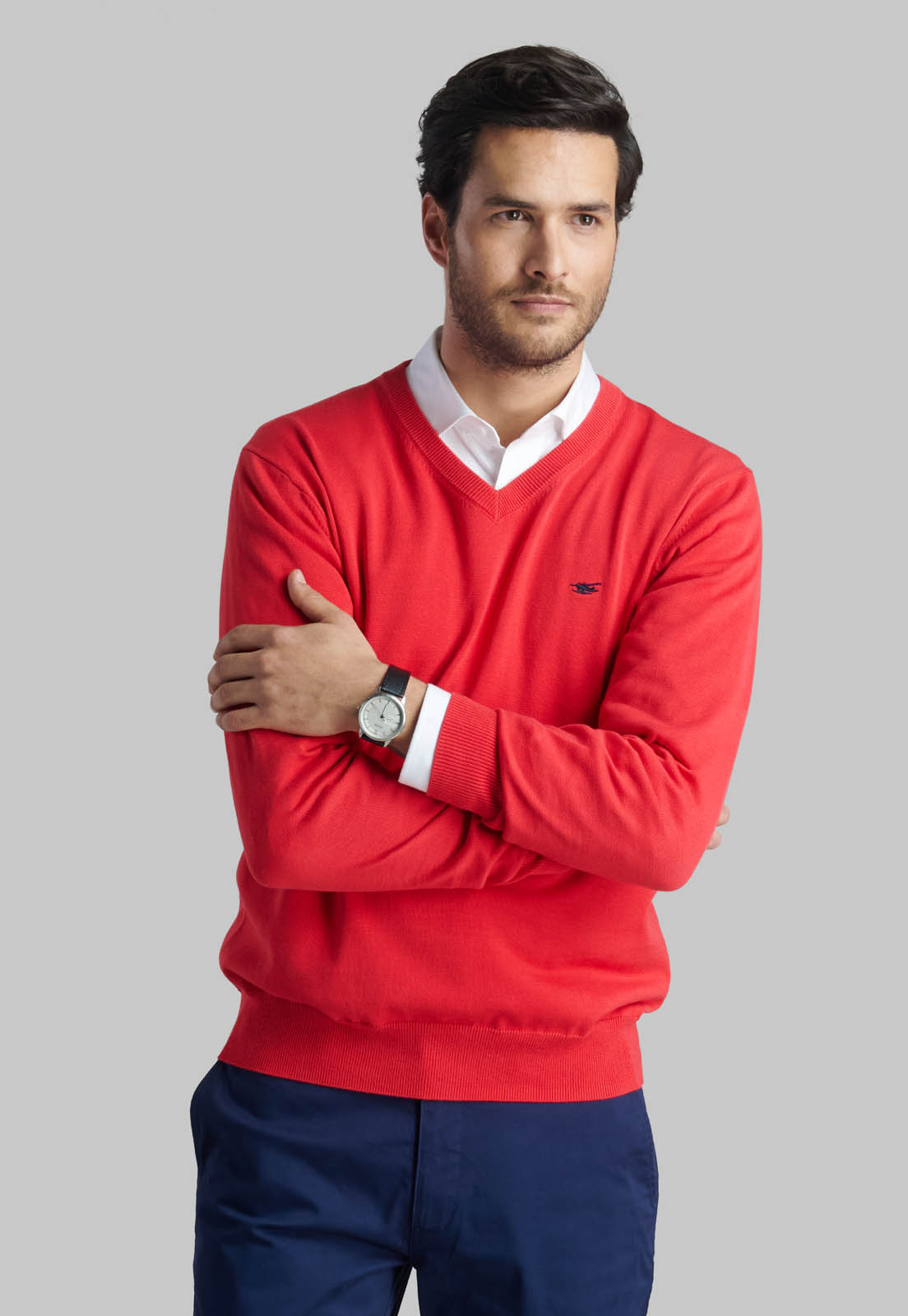 SWEATER V NECK SOLIDO DK CORAL - 5