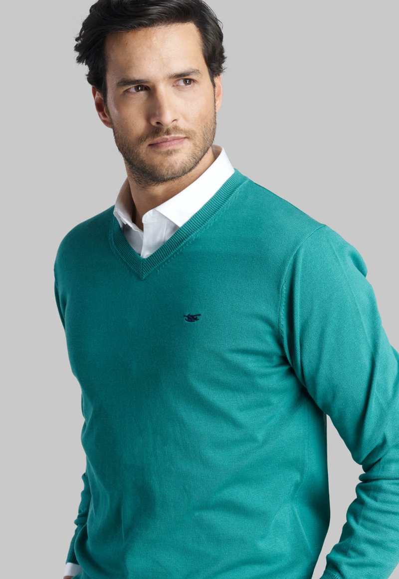 SWEATER V NECK SOLIDO GREEN - 3