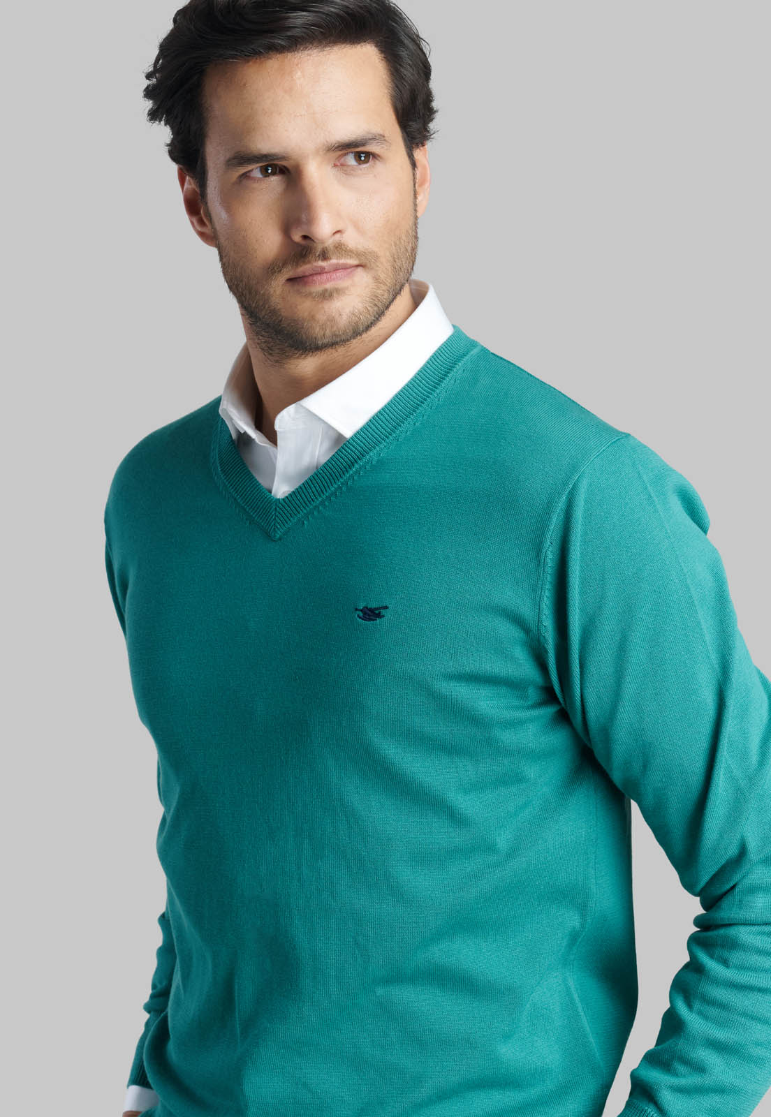 SWEATER V NECK SOLIDO GREEN - 3