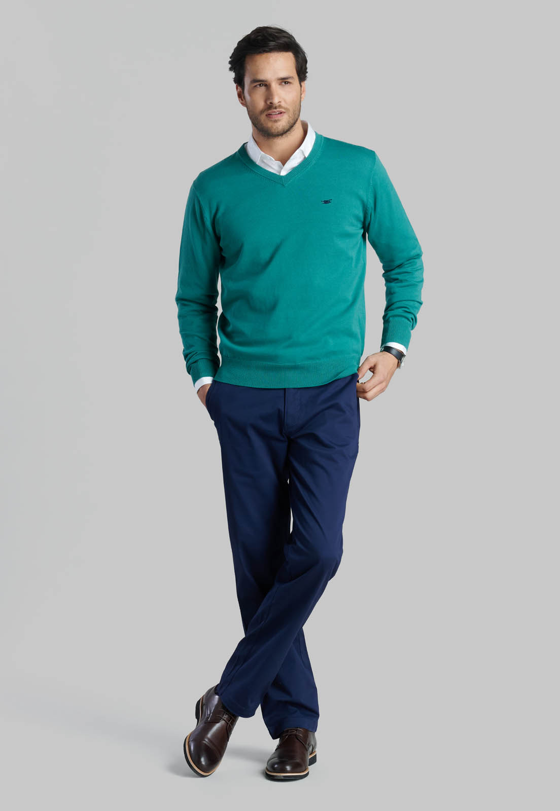 SWEATER V NECK SOLIDO GREEN - 5