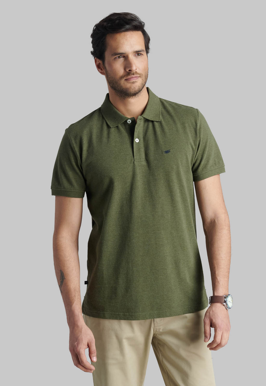 POLERA PIQUE BASICA MILITAR MELANGE - 1