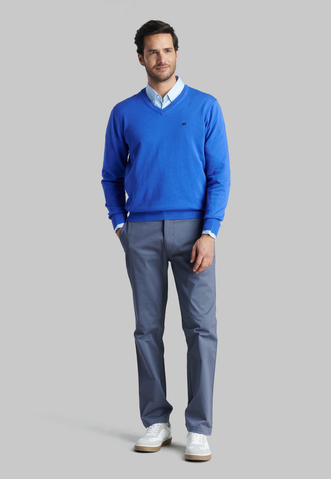 SWEATER V NECK SOLIDO INDIGO - 2