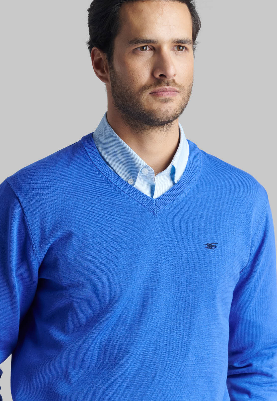SWEATER V NECK SOLIDO INDIGO - 3