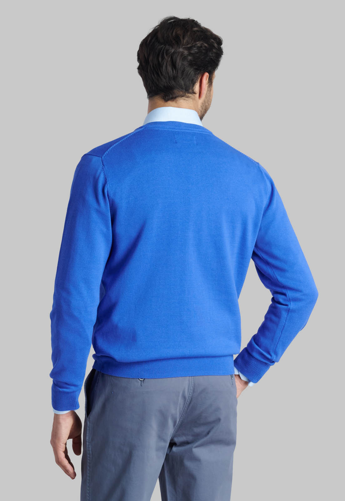 SWEATER V NECK SOLIDO INDIGO - 4