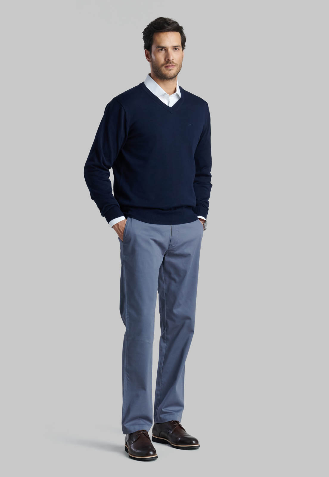 SWEATER V NECK SOLIDO NAVY - 2