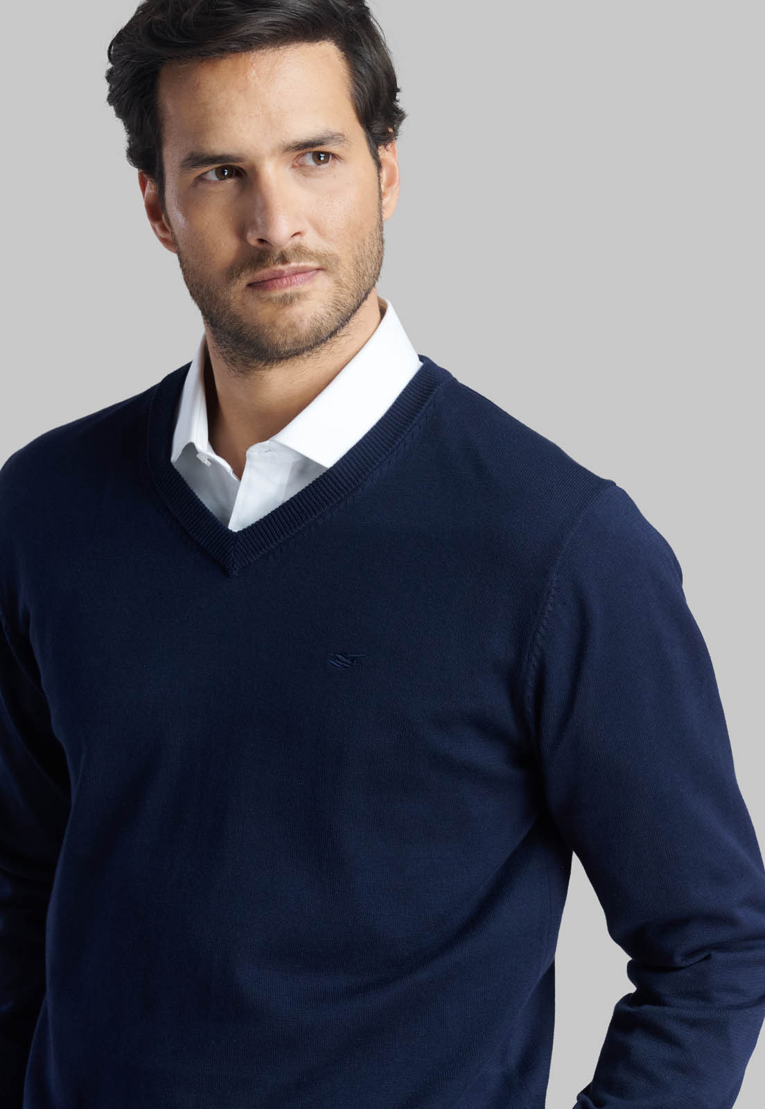 SWEATER V NECK SOLIDO NAVY - 3
