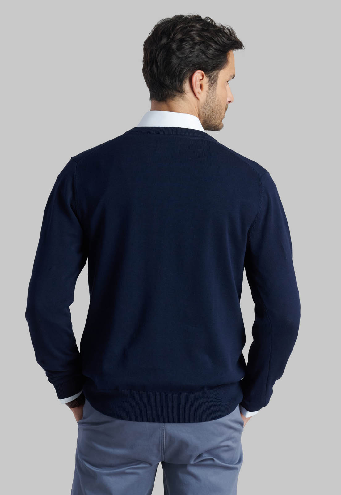 SWEATER V NECK SOLIDO NAVY - 4
