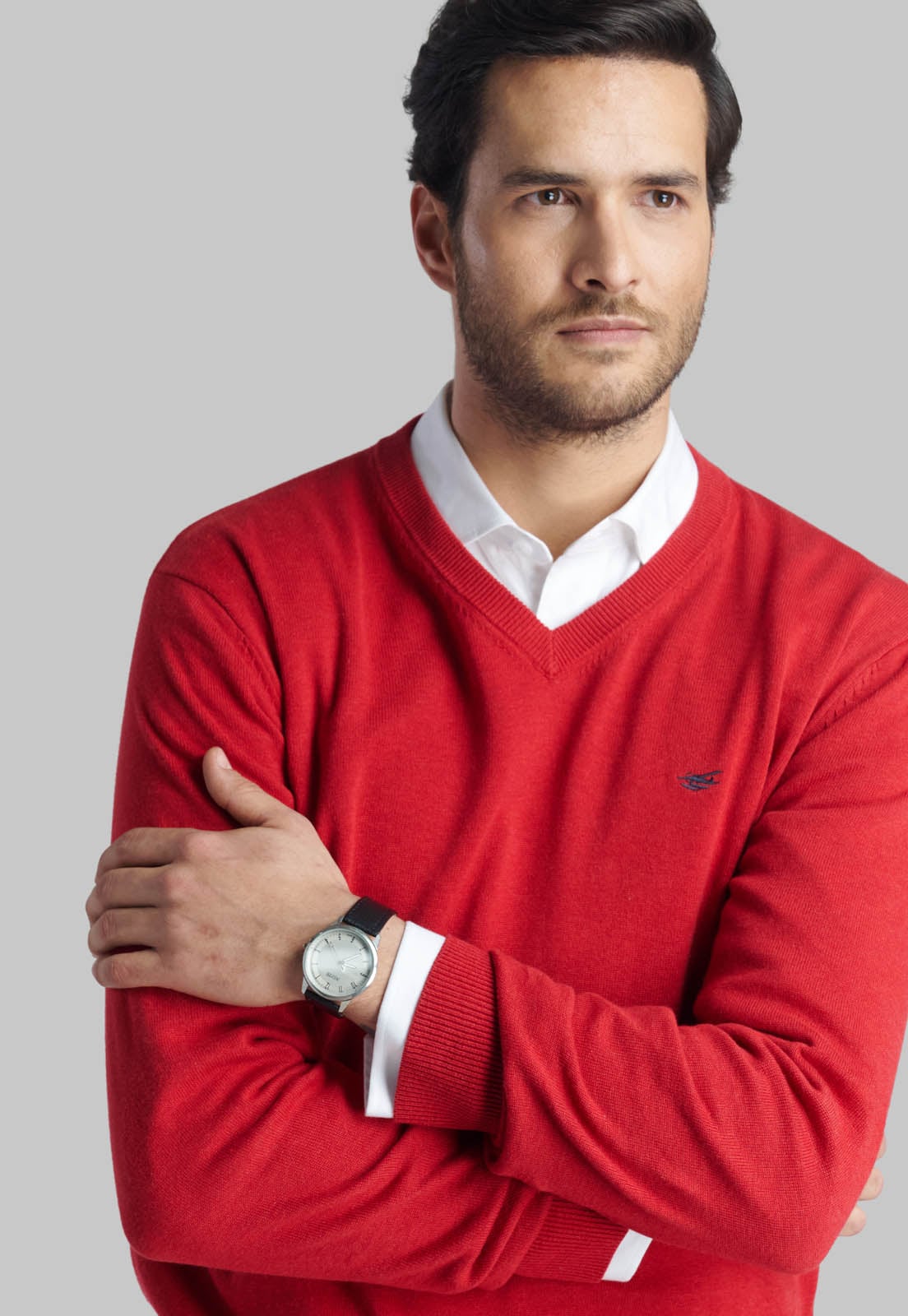SWEATER V NECK MELANGE RED - 3