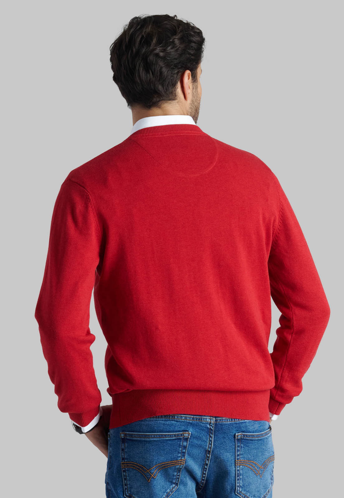 SWEATER V NECK MELANGE RED - 4