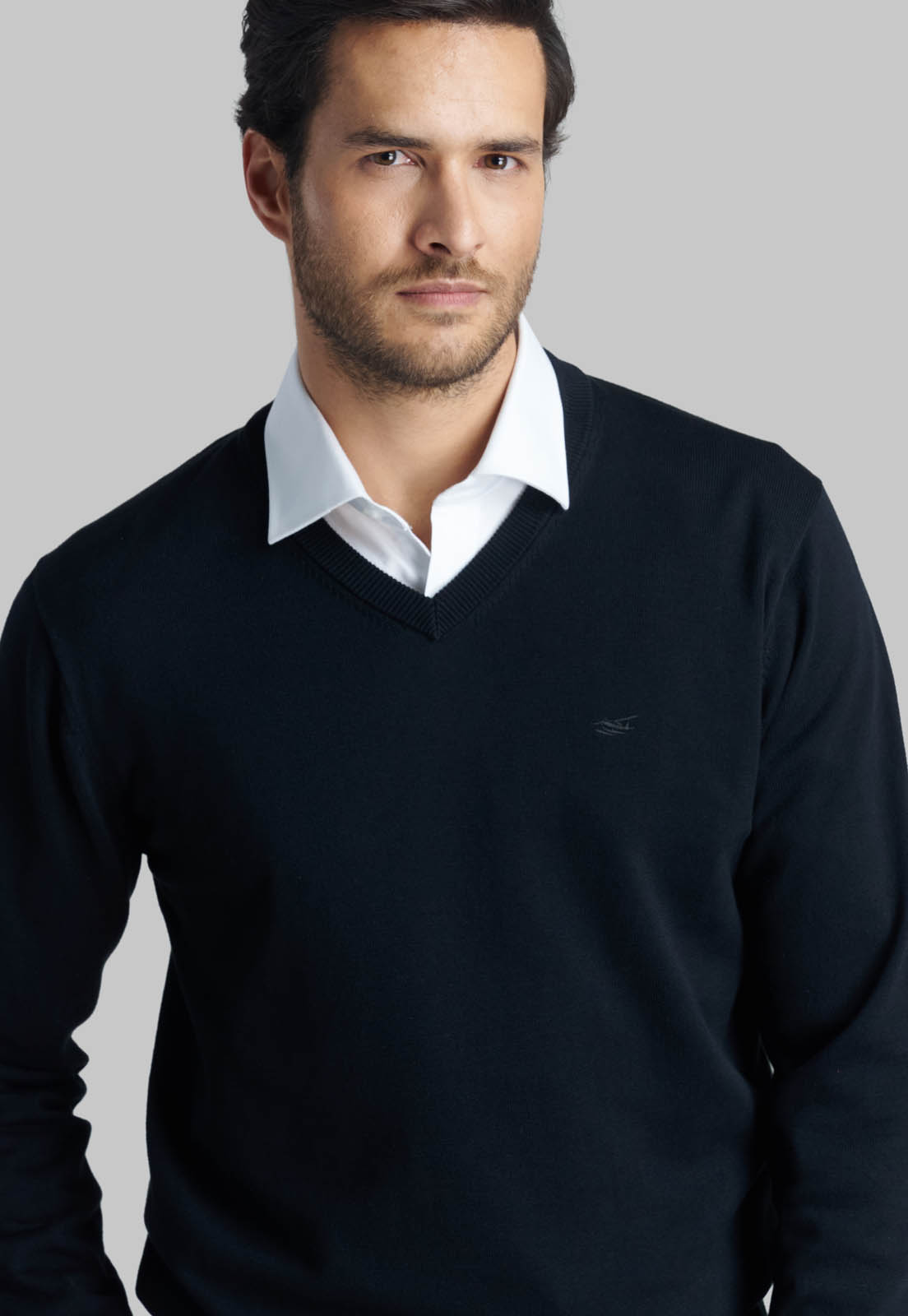 SWEATER V NECK SOLIDO BLACK - 3