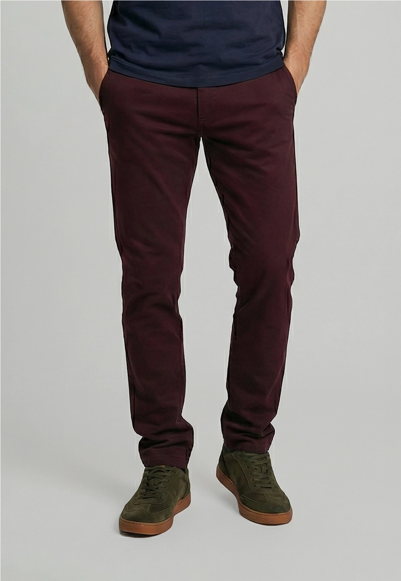PANTALON TWILL SLIM /31 WINE - 1