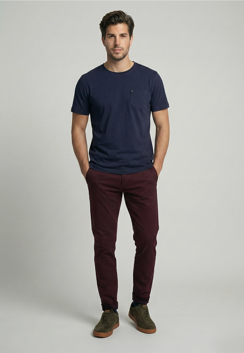 PANTALON TWILL SLIM /31 WINE - 2