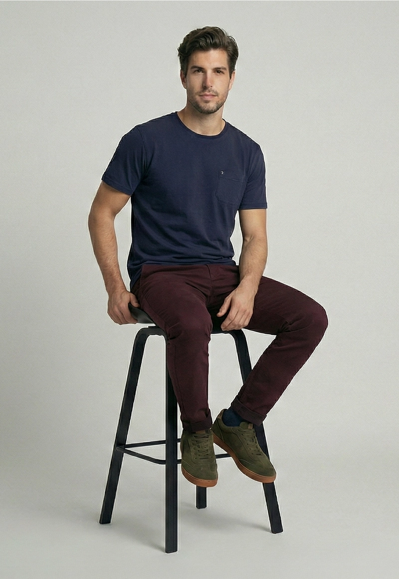 PANTALON TWILL SLIM /31 WINE - 5
