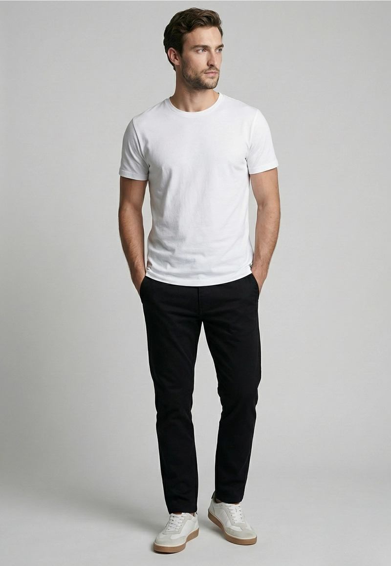 PANTALON REGULAR TWILL WITHOUT PLEATS BLACK - 2