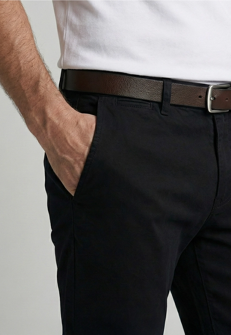 PANTALON REGULAR TWILL WITHOUT PLEATS BLACK - 3