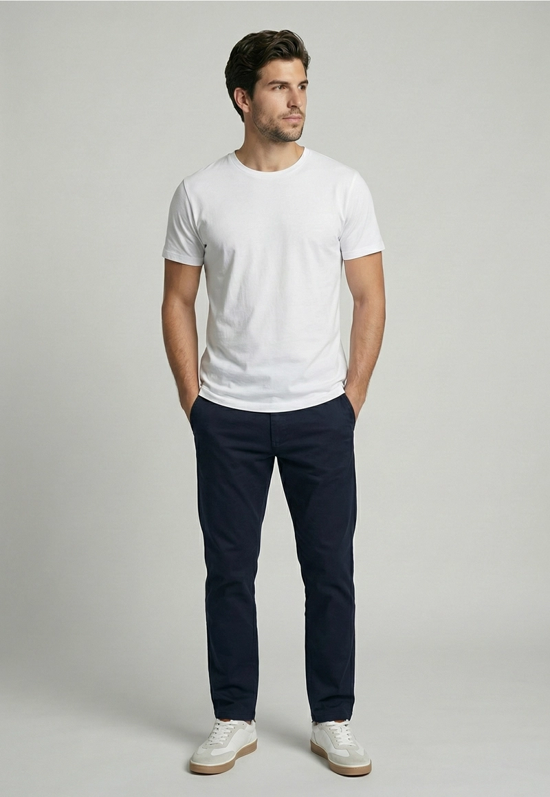 PANTALON TWILL WITHOUT PLEATS L/33 NAVY - 2