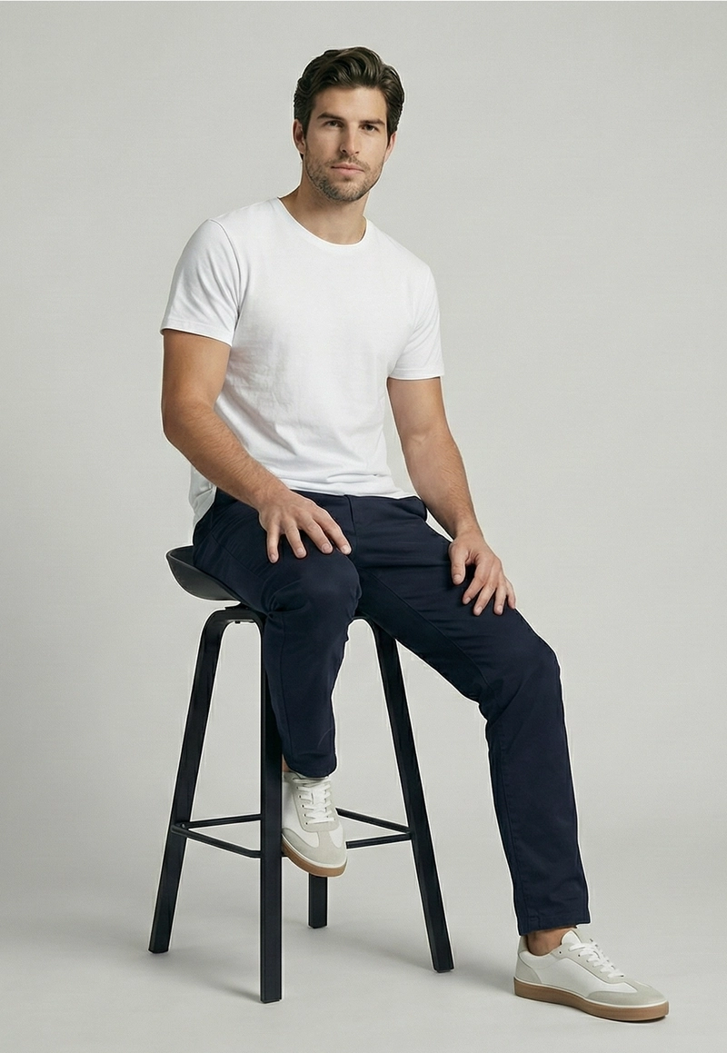 PANTALON TWILL WITHOUT PLEATS L/33 NAVY - 5