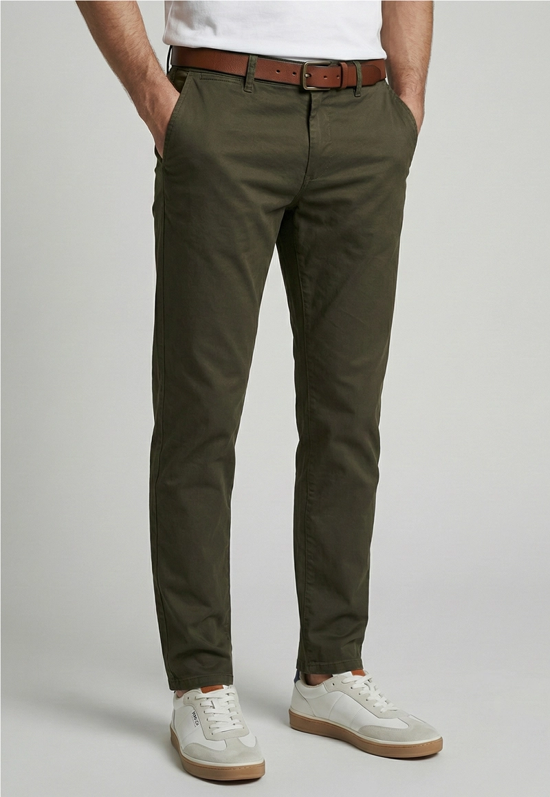 PANTALON REGULAR TWILL WITHOUT PLEATS MILITARY - 1