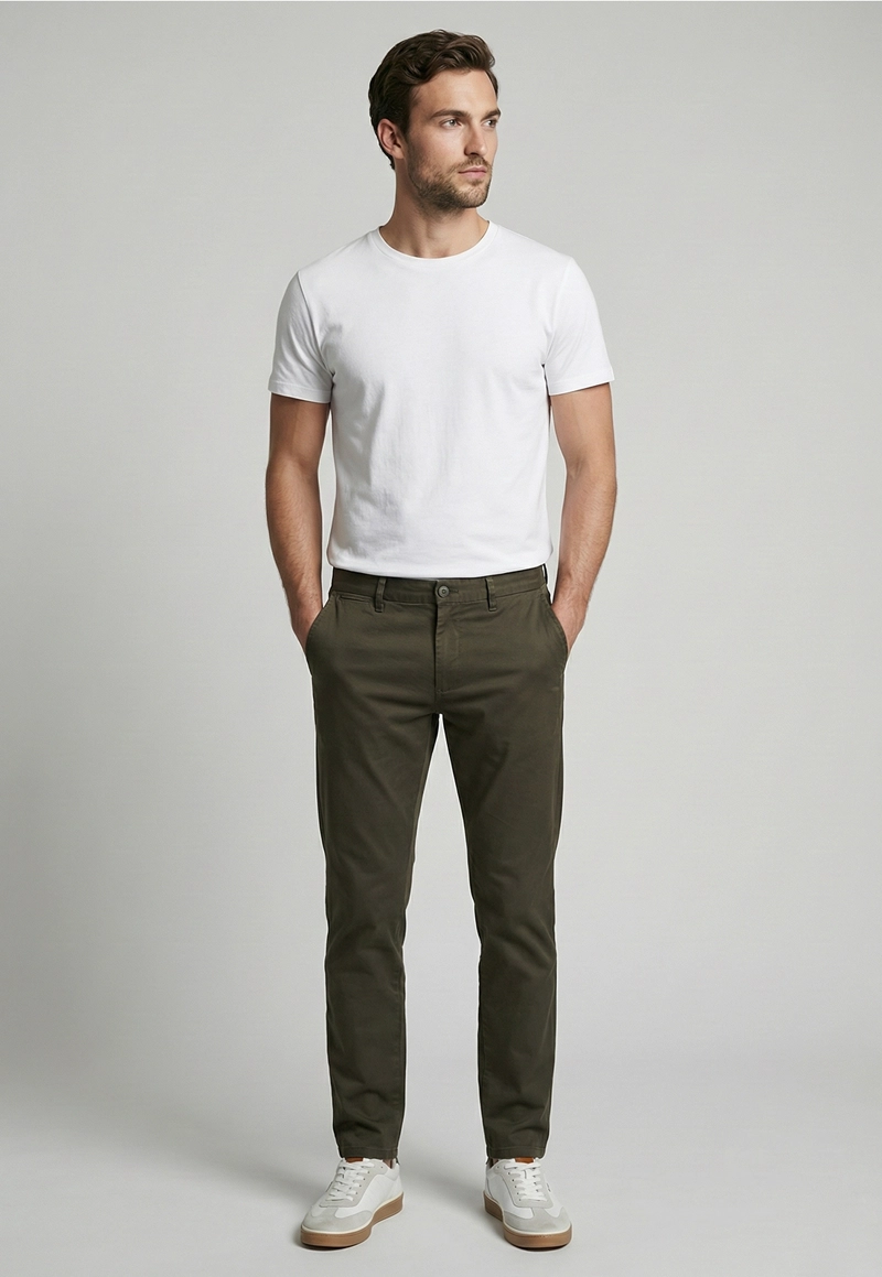 PANTALON REGULAR TWILL WITHOUT PLEATS MILITARY - 2