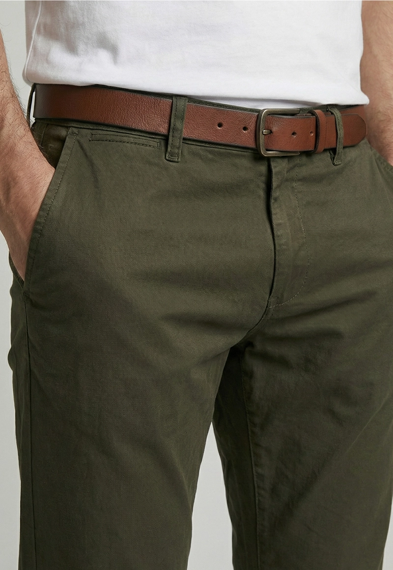PANTALON REGULAR TWILL WITHOUT PLEATS MILITARY - 3