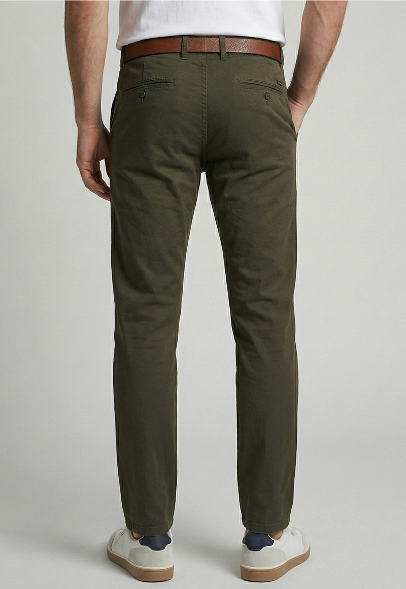 PANTALON REGULAR TWILL WITHOUT PLEATS MILITARY - 4