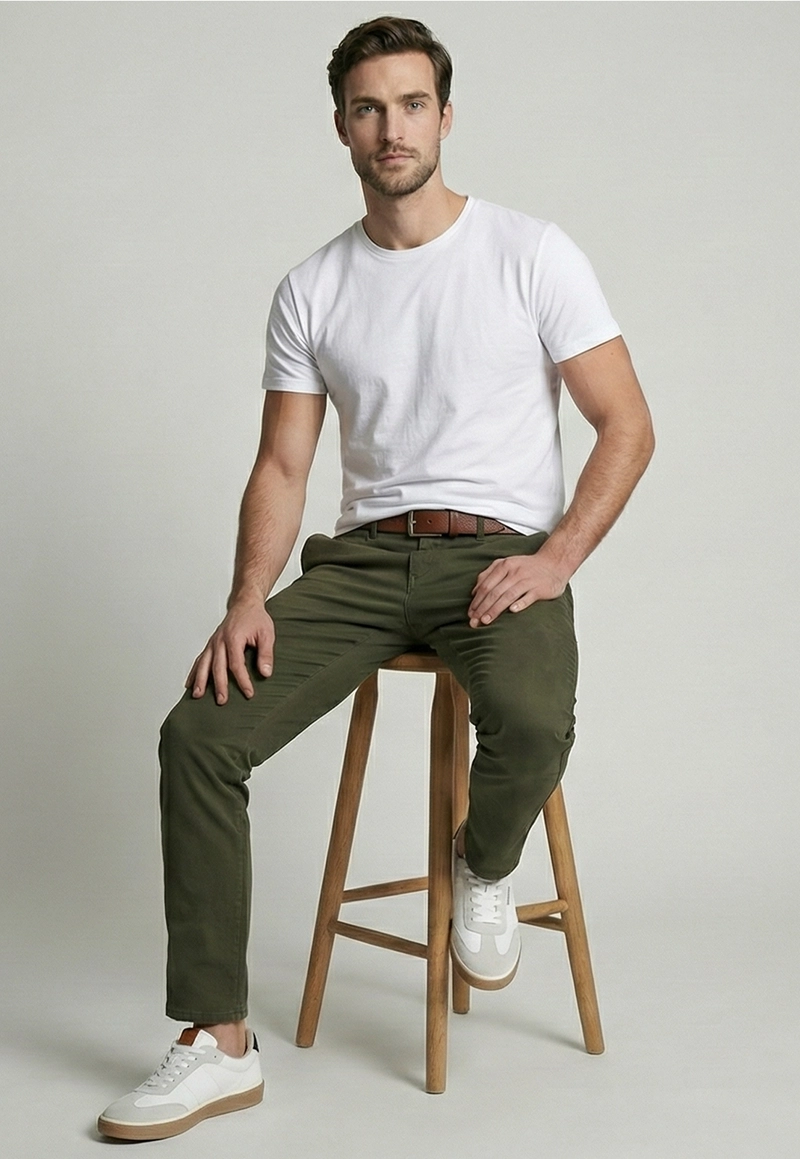 PANTALON REGULAR TWILL WITHOUT PLEATS MILITARY - 5