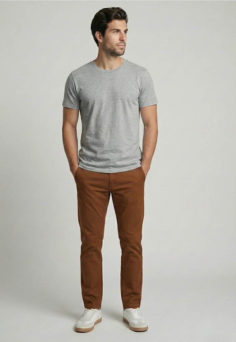 PANTALON TWILL WITHOUT PLEATS L/33 LT  CAMEL - 2