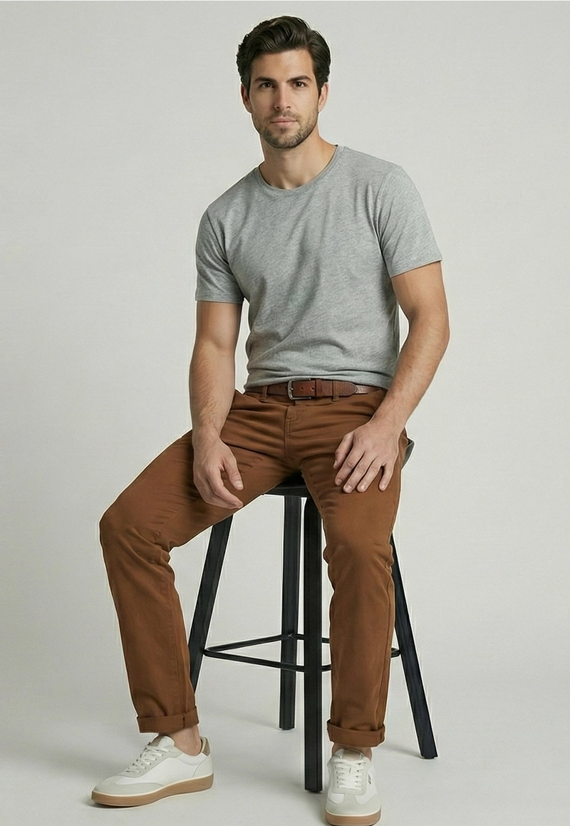 PANTALON TWILL WITHOUT PLEATS L/33 LT  CAMEL - 5