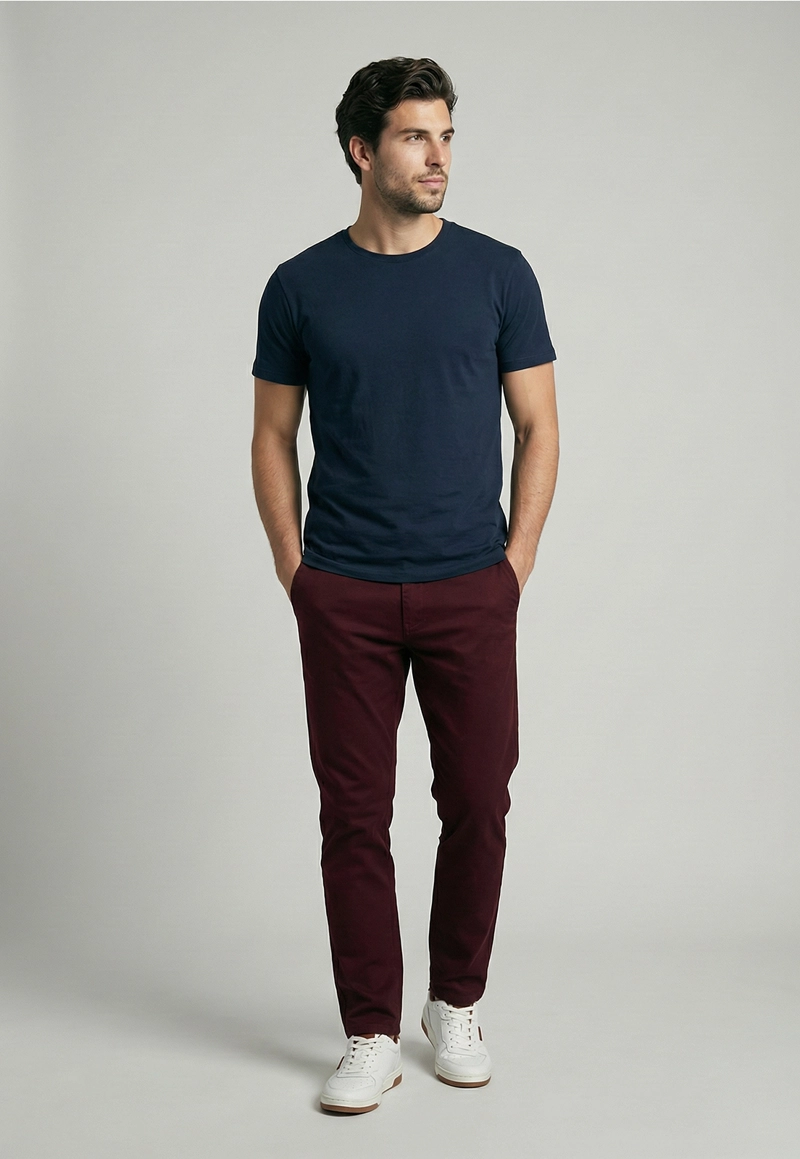 PANTALON TWILL SLIM /33 WINE - 2