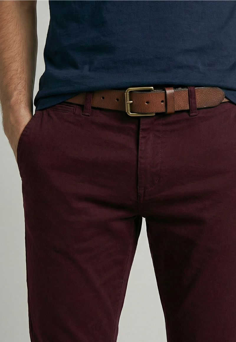 PANTALON TWILL SLIM /33 WINE - 3