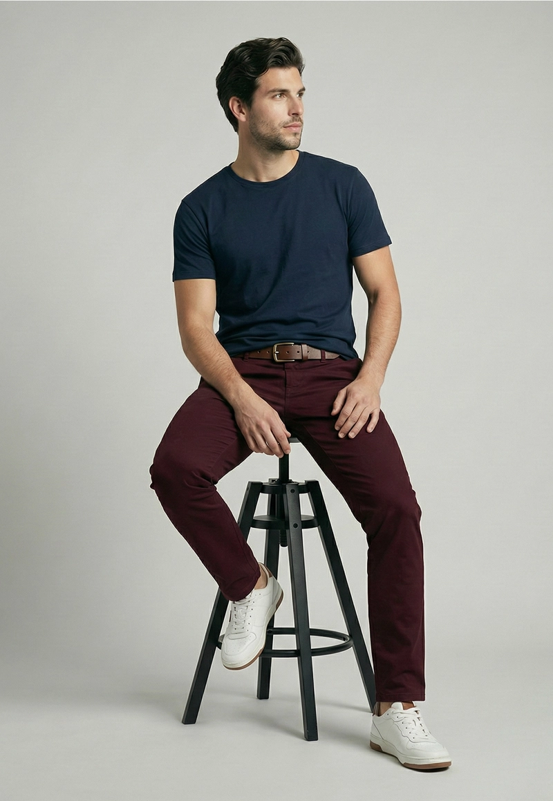 PANTALON TWILL SLIM /33 WINE - 5