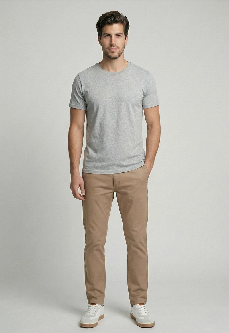 PANTALON TWILL WITHOUT PLEATS L/33 KHAKI - 2