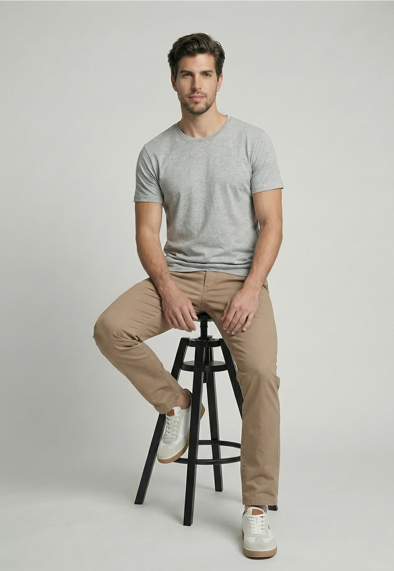 PANTALON TWILL WITHOUT PLEATS L/33 KHAKI - 5