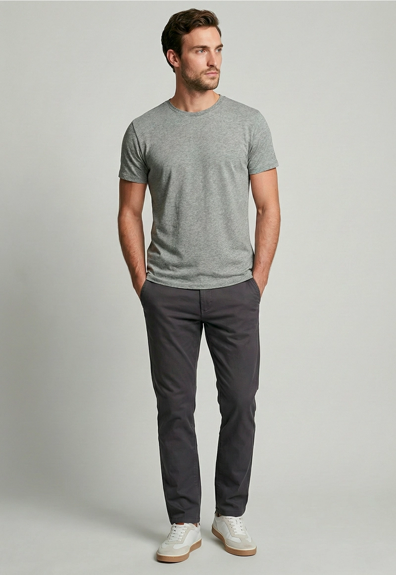 PANTALON TWILL WITHOUT PLEATS L/33 DK GREY - 2