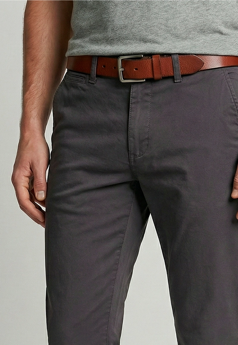 PANTALON TWILL WITHOUT PLEATS L/33 DK GREY - 3