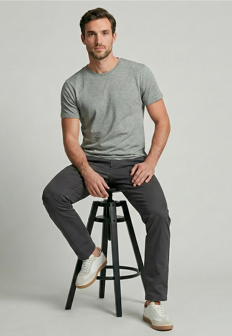 PANTALON TWILL WITHOUT PLEATS L/33 DK GREY - 5